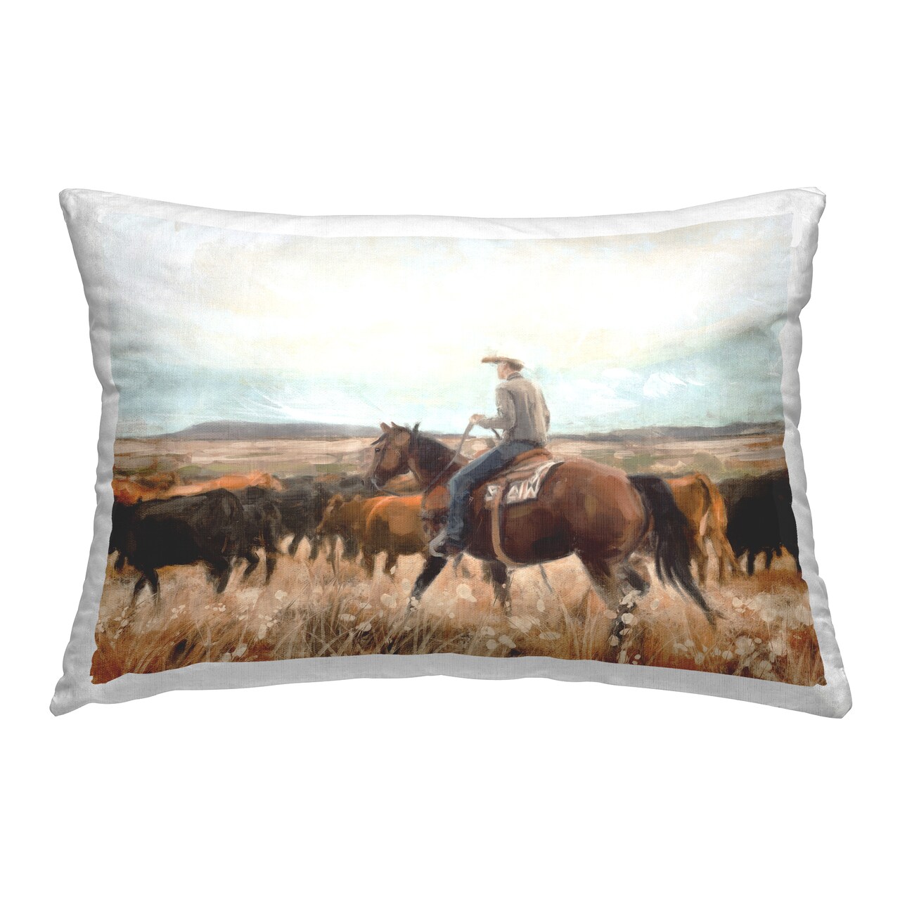 Cowboy On The Range Decorative Printed Throw Pillow Design by Nina Blue, 14 x 7 x 20